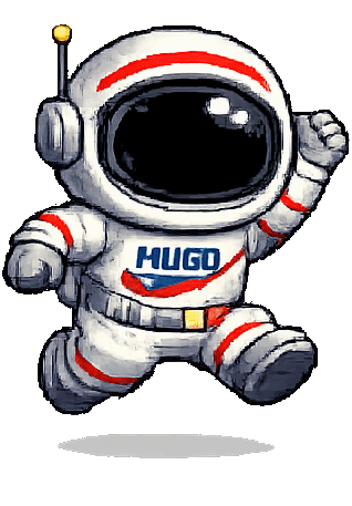 Pixel-art astronaut Hugo, jump
