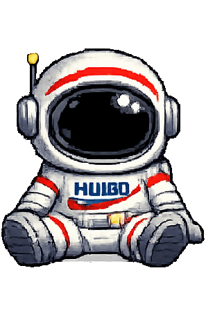 Pixel-art astronaut Hugo, sitting