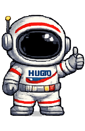 Pixel-art astronaut Hugo, thumbs